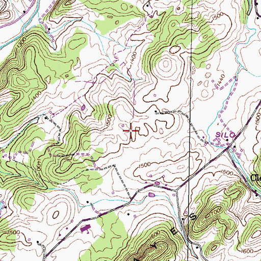 Topographic Map of Indian Grove School (historical), TN