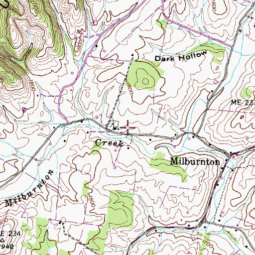 Topographic Map of Milburnton School (historical), TN