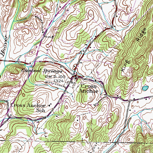Topographic Map of Mount Pleasant Church, TN
