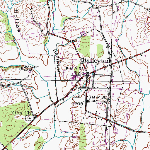 Topographic Map of Baileyton Elementary School, TN
