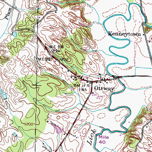 Topographic Map of Ottway Elementary School, TN