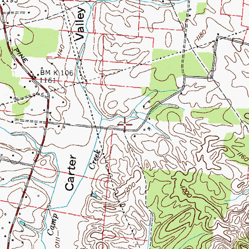 Topographic Map of Carters Valley School (historical), TN