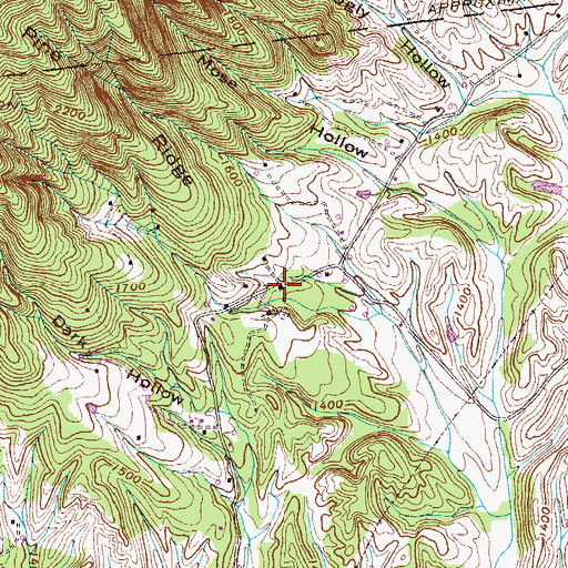 Topographic Map of Chimneytop School (historical), TN