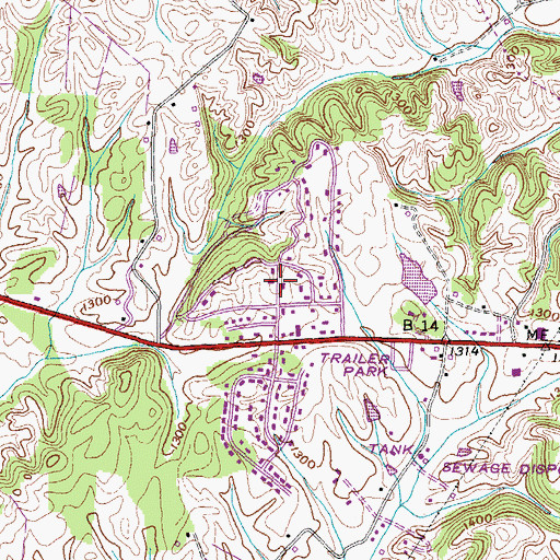 Topographic Map of Hartshaw Subdivision, TN