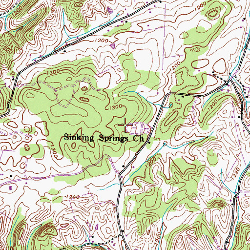 Topographic Map of Sinking Springs School (historical), TN