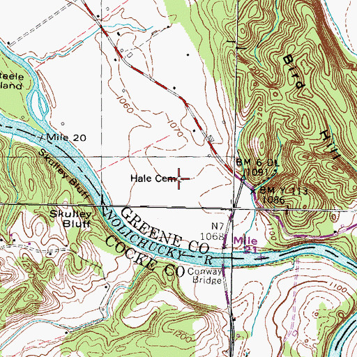 Topographic Map of Hale Cemetery, TN