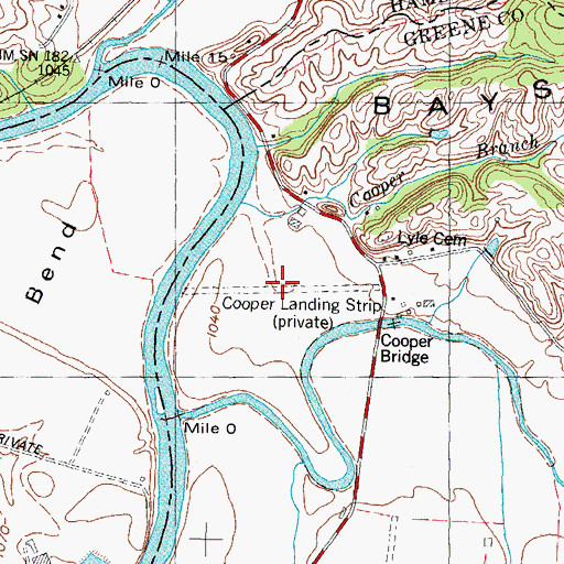 Topographic Map of Cooper Landing Strip (historical), TN