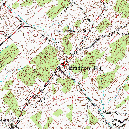 Topographic Map of Bradburn Hill Church, TN
