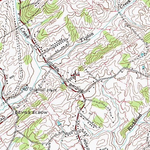 Topographic Map of Cedar Hill, TN