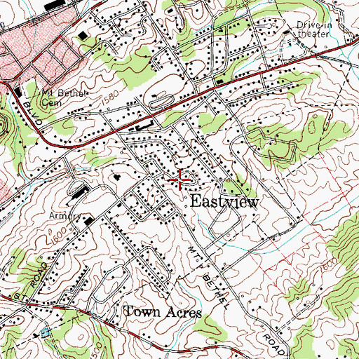 Topographic Map of Cherrydale, TN