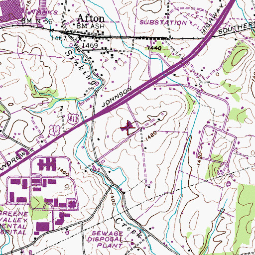Topographic Map of Chuckey-Doak High School, TN
