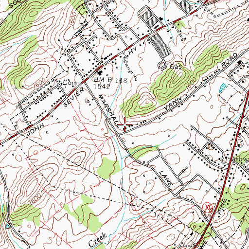 Topographic Map of Dobson Subdivision, TN