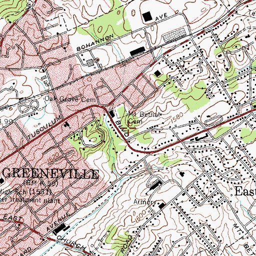 Topographic Map of Eastgate Shopping Center, TN