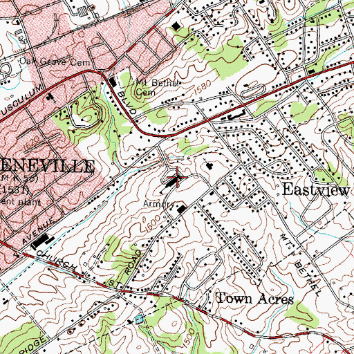 Topographic Map of Eastview Elementary School, TN