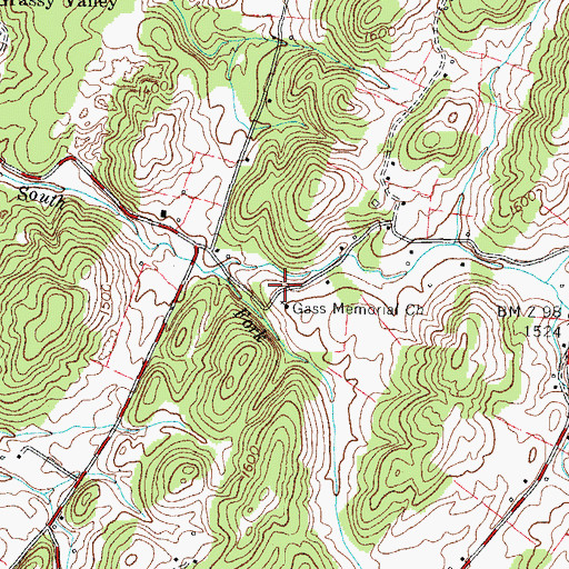 Topographic Map of Gass Bridge School (historical), TN