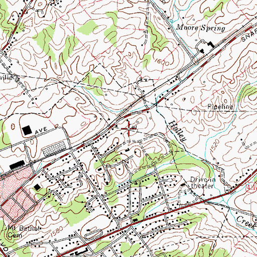 Topographic Map of Greeneville Square Shopping Center, TN