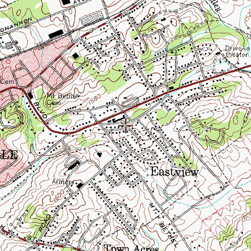 Topographic Map of Gregory Subdivision, TN