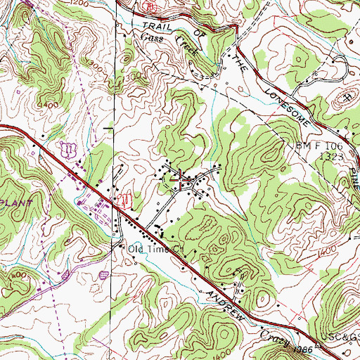 Topographic Map of Hartman Subdivision, TN