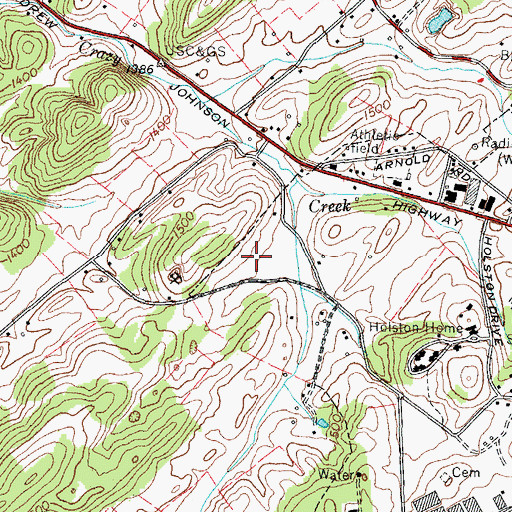 Topographic Map of Meadowlark, TN