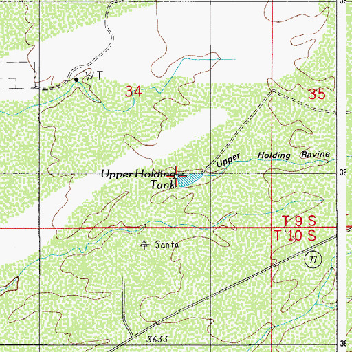 Topographic Map of Upper Holding Tank, AZ