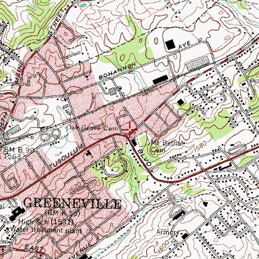 Topographic Map of Silver Dollar Shopping Center, TN