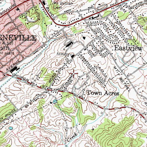 Topographic Map of Stowe Acres, TN