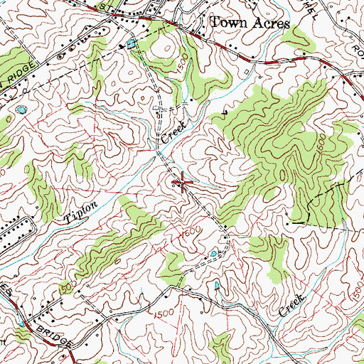 Topographic Map of Tanglewood Estates, TN