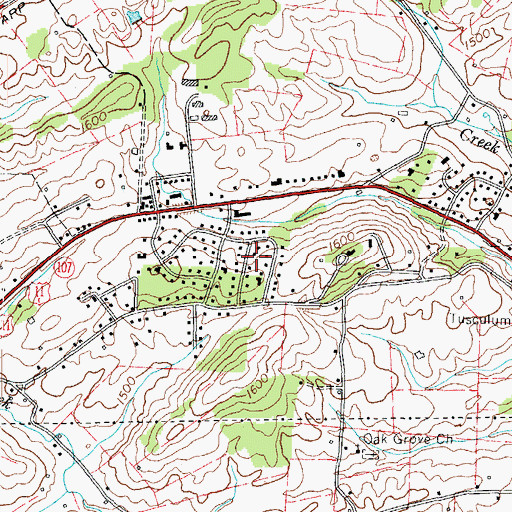 Topographic Map of Tusculum Heights, TN