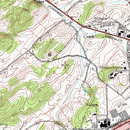 Topographic Map of Westgate, TN
