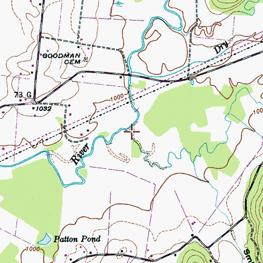 Topographic Map of Blue Spring Branch, TN