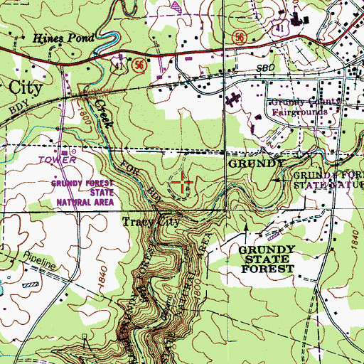 Topographic Map of Civilian Conservation Corps Camp Number 1455 (historical), TN