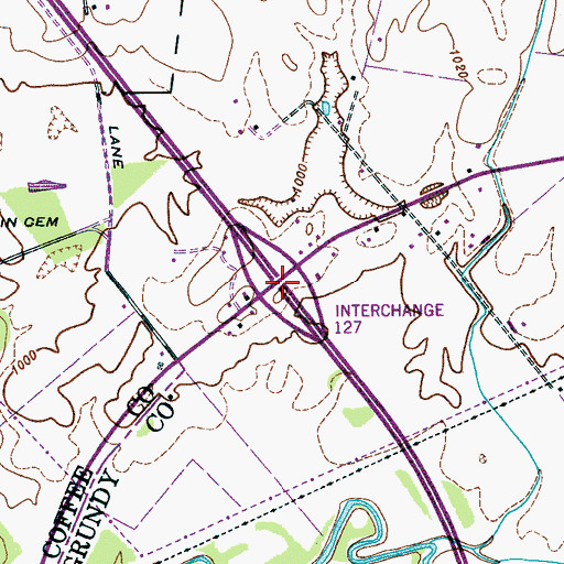 Topographic Map of Interchange 127, TN