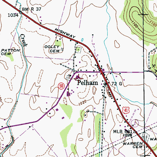 Topographic Map of Pelham Elementary School, TN