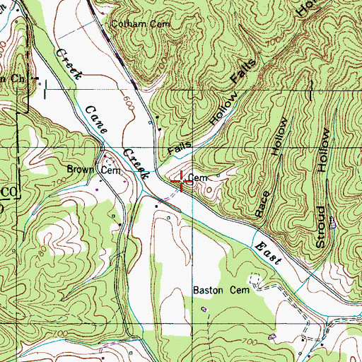 Topographic Map of Bastin Cemetery, TN