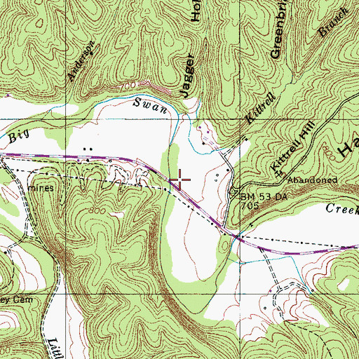 Topographic Map of Blackwell Cemetery, TN