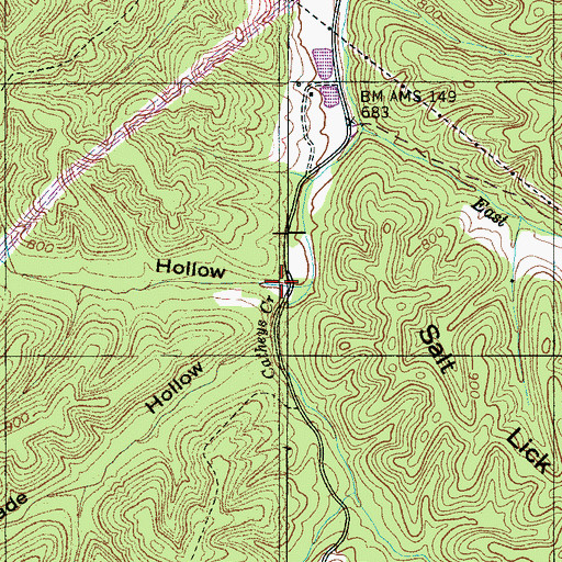 Topographic Map of Cade Branch, TN