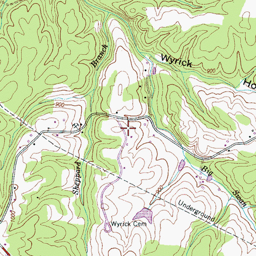 Topographic Map of Drakes Lane Cemetery, TN