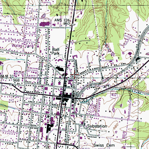Topographic Map of Hohenwald First United Pentecostal Church, TN