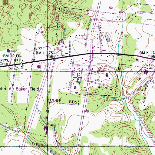 Topographic Map of Lewis County High School, TN