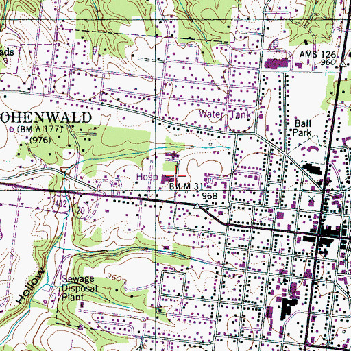 Topographic Map of Lewis County Hospital, TN