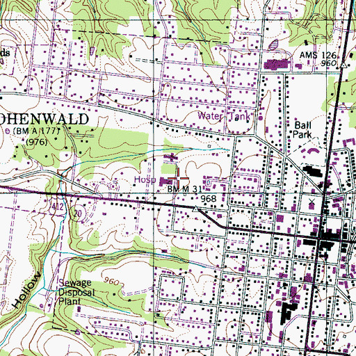 Topographic Map of Lewis County Nursing Home, TN