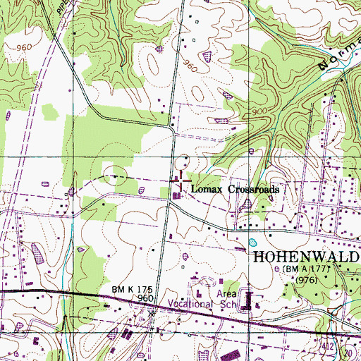 Topographic Map of Lomax Cemetery, TN
