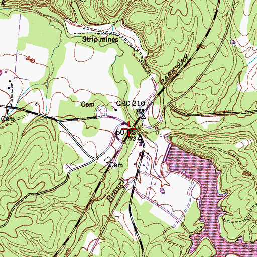 Topographic Map of Napier, TN