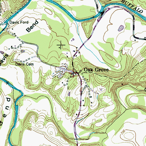 Topographic Map of Oak Grove Church, TN