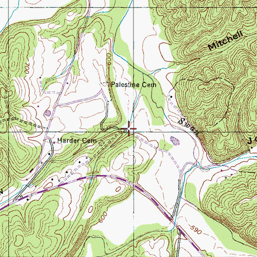 Topographic Map of Perismmon Branch, TN