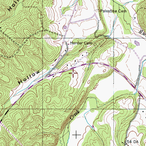 Topographic Map of Rhodes Cemetery, TN