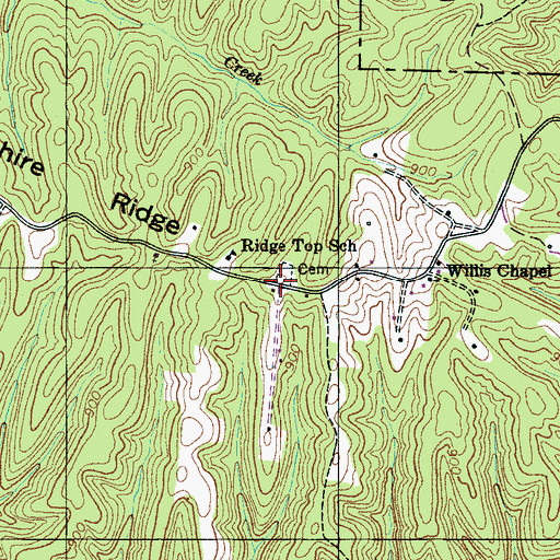 Topographic Map of Ridgetop-Mayfield Cemetery, TN