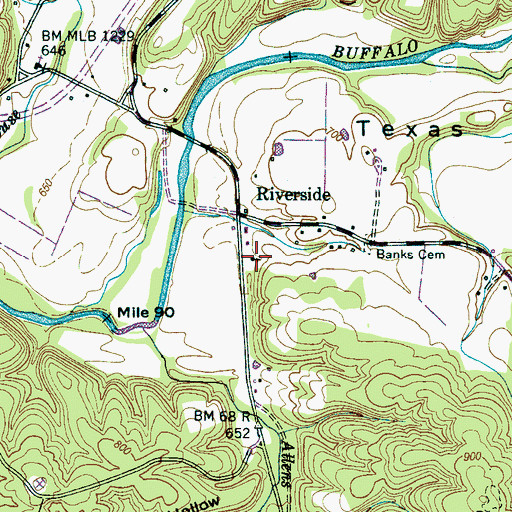 Topographic Map of Riverside Church, TN