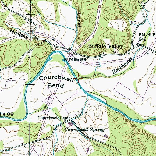 Topographic Map of Rockhouse Creek Valley, TN