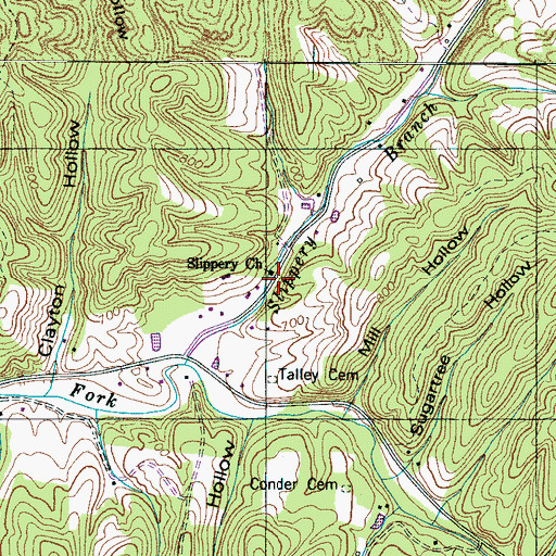 Topographic Map of Slippery School (historical), TN